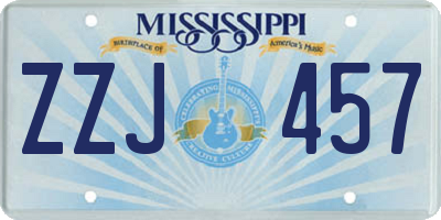 MS license plate ZZJ457