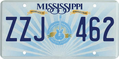 MS license plate ZZJ462