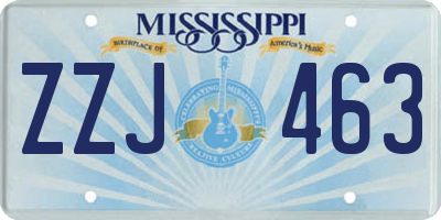 MS license plate ZZJ463
