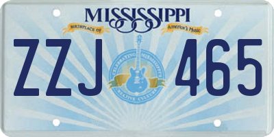 MS license plate ZZJ465