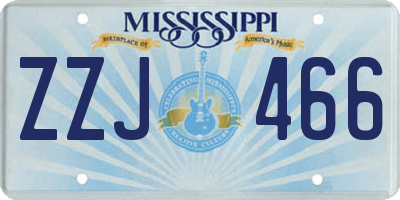 MS license plate ZZJ466
