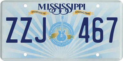 MS license plate ZZJ467