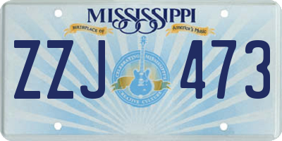 MS license plate ZZJ473