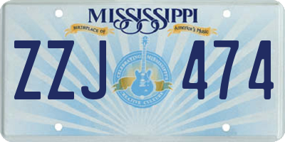 MS license plate ZZJ474