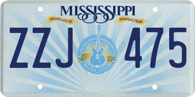 MS license plate ZZJ475