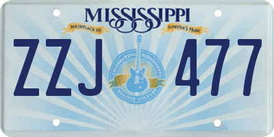 MS license plate ZZJ477