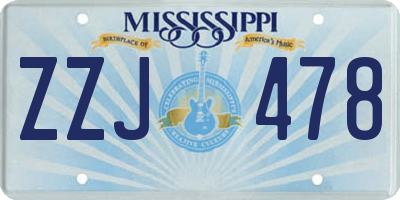 MS license plate ZZJ478