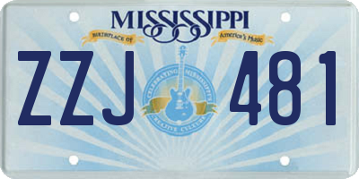 MS license plate ZZJ481