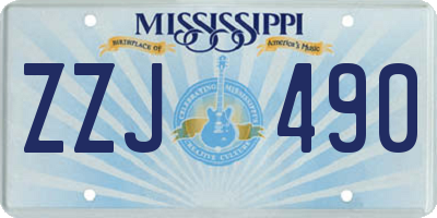 MS license plate ZZJ490
