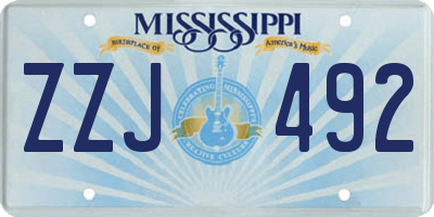 MS license plate ZZJ492