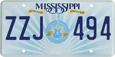 MS license plate ZZJ494