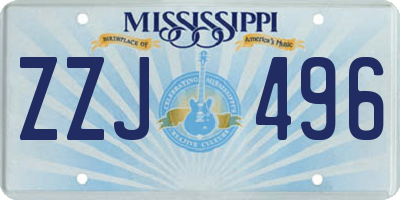 MS license plate ZZJ496