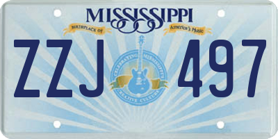 MS license plate ZZJ497