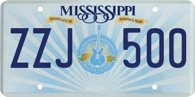 MS license plate ZZJ500