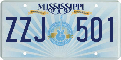 MS license plate ZZJ501