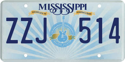 MS license plate ZZJ514