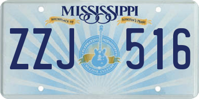 MS license plate ZZJ516