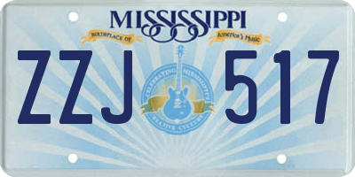 MS license plate ZZJ517