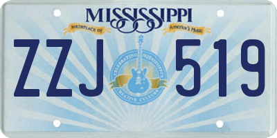 MS license plate ZZJ519