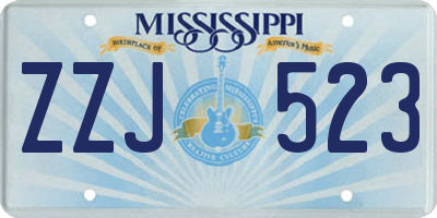 MS license plate ZZJ523