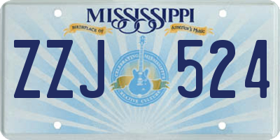 MS license plate ZZJ524