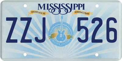 MS license plate ZZJ526