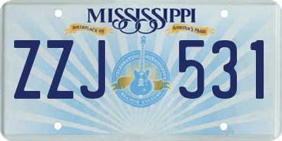 MS license plate ZZJ531