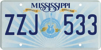 MS license plate ZZJ533