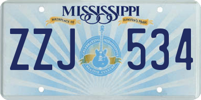 MS license plate ZZJ534