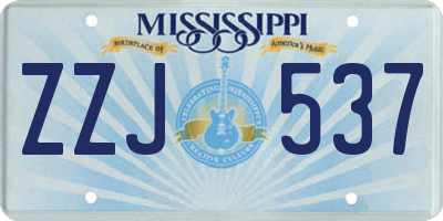 MS license plate ZZJ537