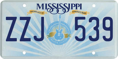 MS license plate ZZJ539