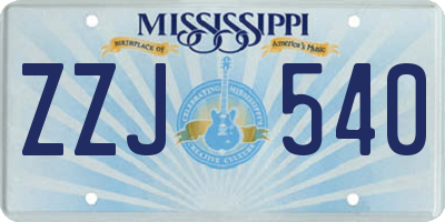 MS license plate ZZJ540