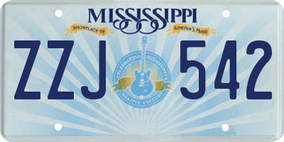 MS license plate ZZJ542