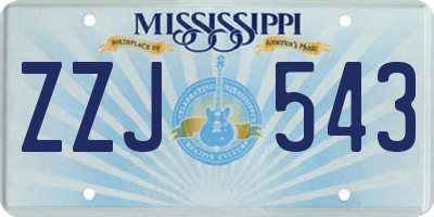MS license plate ZZJ543