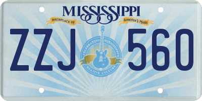 MS license plate ZZJ560