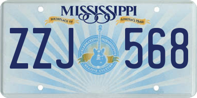 MS license plate ZZJ568