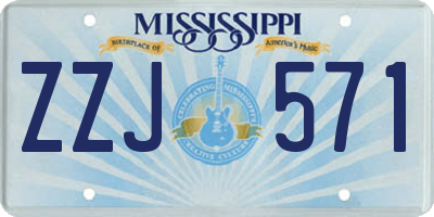 MS license plate ZZJ571