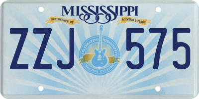 MS license plate ZZJ575