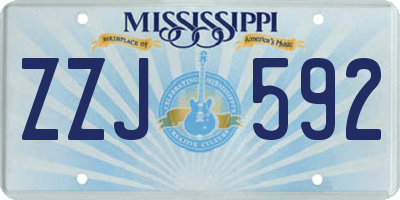 MS license plate ZZJ592