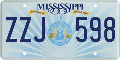 MS license plate ZZJ598