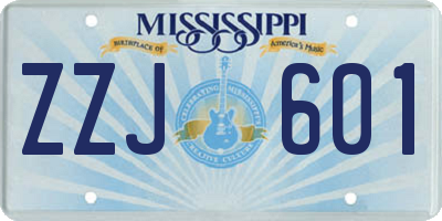 MS license plate ZZJ601