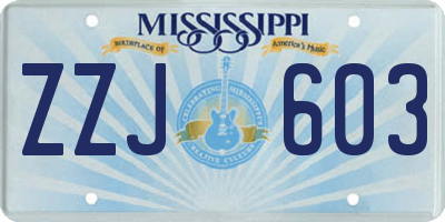 MS license plate ZZJ603