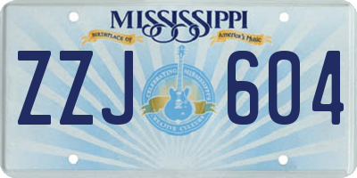 MS license plate ZZJ604