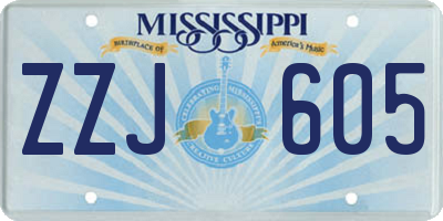 MS license plate ZZJ605