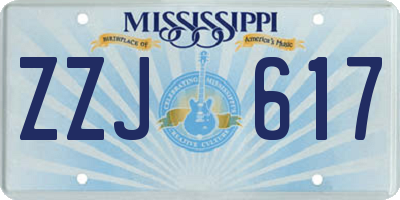 MS license plate ZZJ617