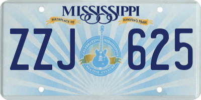 MS license plate ZZJ625