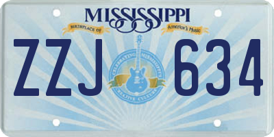 MS license plate ZZJ634