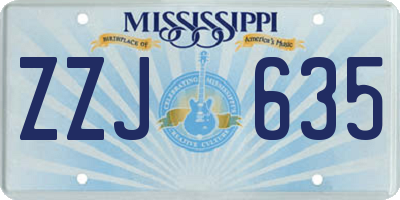 MS license plate ZZJ635