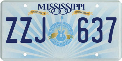 MS license plate ZZJ637