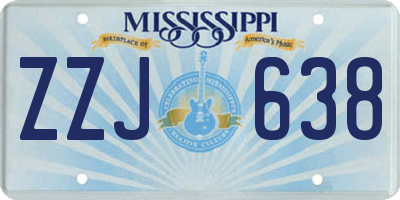 MS license plate ZZJ638